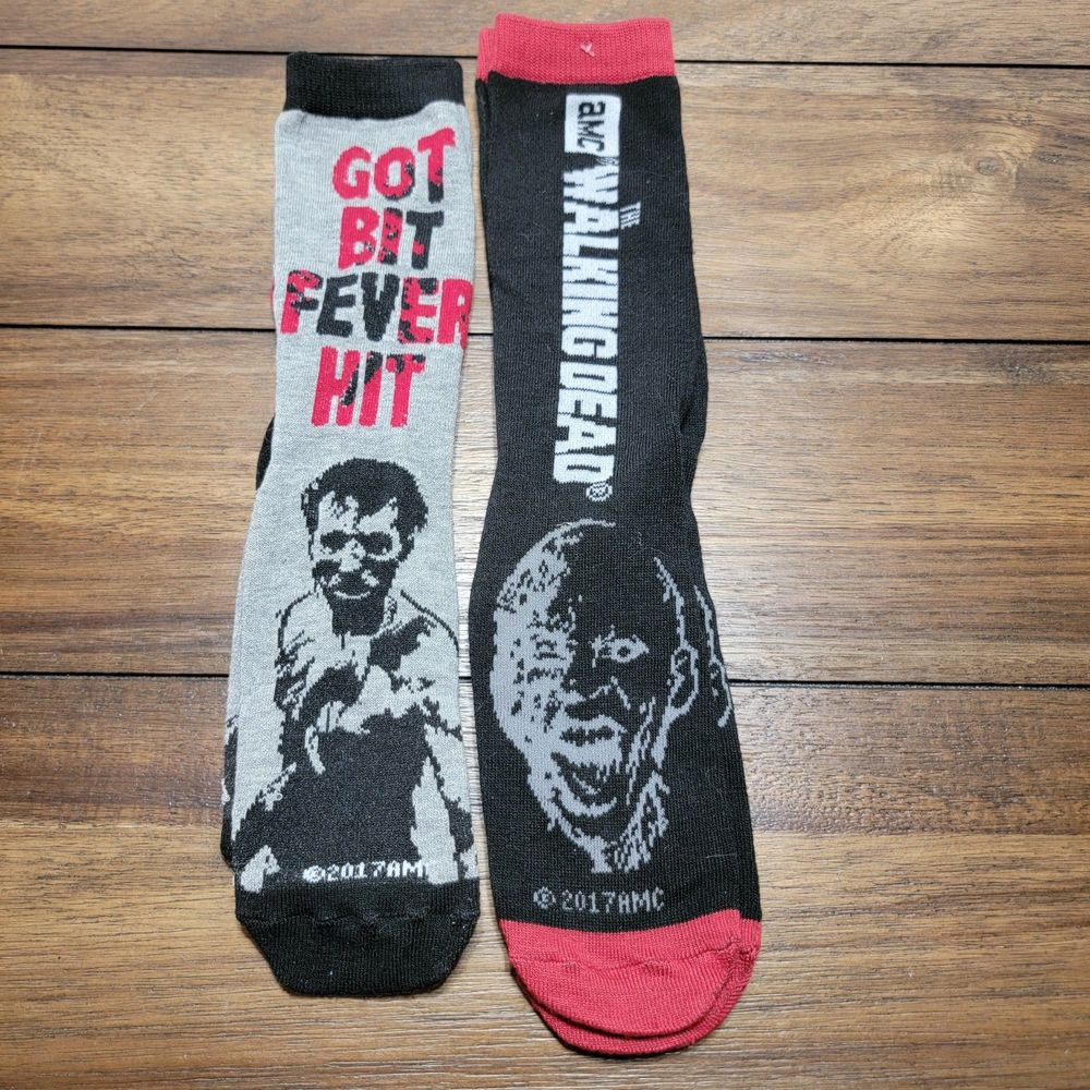 2 Pair AMC Walking Dead Crew Socks - OSFM NWT
